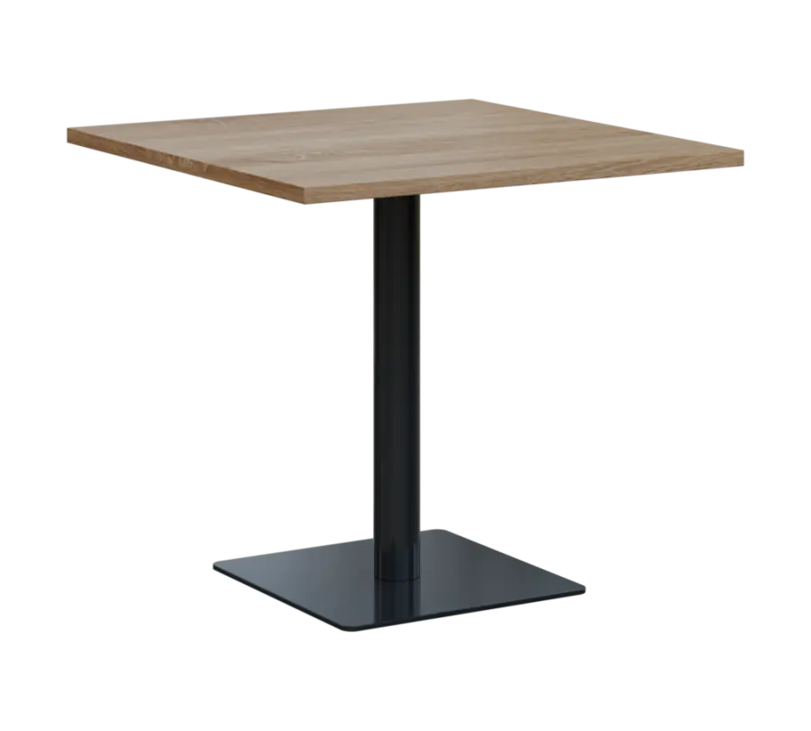 SQT 450 - 3 stůl hranlatý, deska 800x800 mm, síla 25 mm, trubková noha černá, dub bardolino